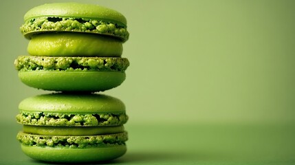 Stack of Lime Green Macarons A Vibrant Culinary Delight Food Photography Still Life Presentation
