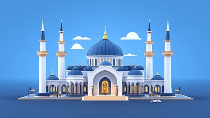 Stunning 3D Render of a Grand Mosque Architectural Design