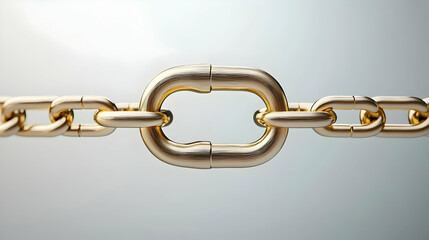 Obraz premium Golden Chain Link Isolated On White Background Close Up Showing Strength And Connection