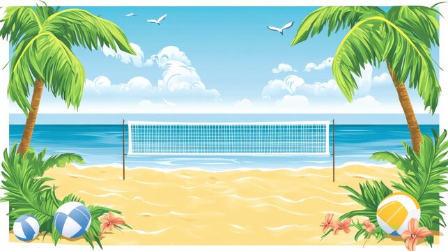 Dynamic Beach Volleyball Tournament Background Graphic - Powered by Adobe