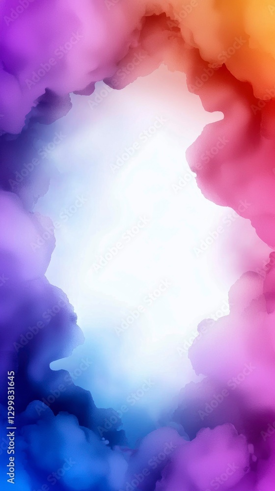 Aufkleber ethereal colorful cloud formation frame with a gradient of abstract celestial hues and gentle light