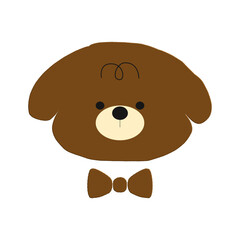 Bear and bow on white background