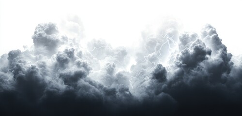 Obraz premium Dramatic dark storm clouds with lightning flashing through.