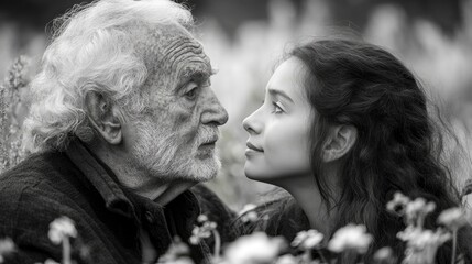 Obraz premium Adult child caring for elderly parent, love and worry combined