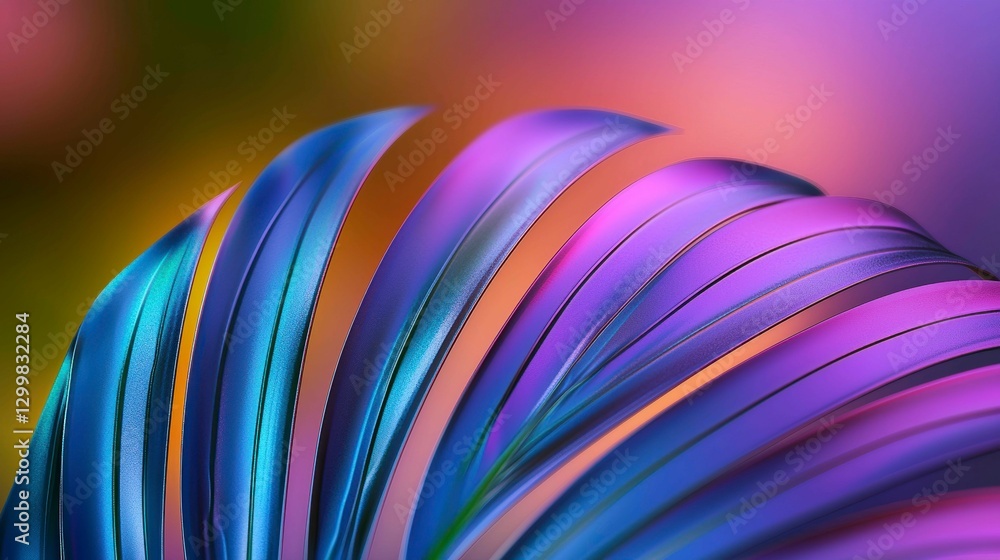 Aufkleber abstract curve formations with harmonious blends of violet indigo and teal color waves design