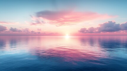 Naklejka premium Peaceful ocean sunset reflecting in calm waters, idyllic scene