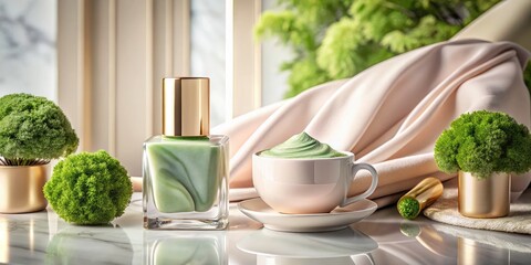 Fototapeta premium Night Photography: Pastel Nail Polish & Ceramic Mug Still Life