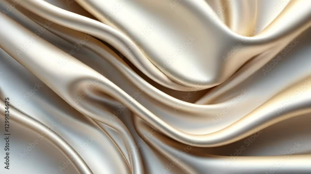 Poster elegant silk fabric draping gracefully with soft waves and a smooth texture, emphasizing luxury and 