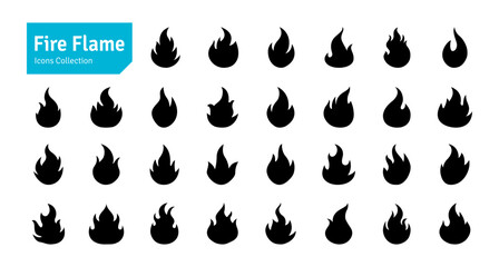 Fire Flame Icon Collection. Fire, Bonfire, Flaming Elements Simple Vector Illustration