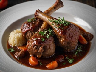 Braised Lamb Shanks – Gourmet Slow-Cooked Meat Dish in Studio Lighting