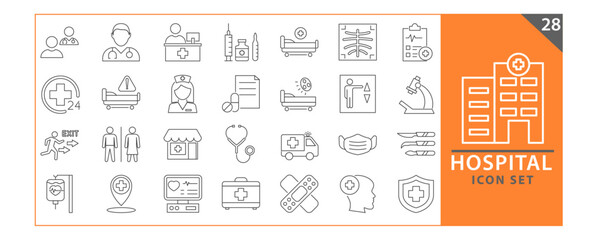 Hospital icons. set icon about hospital and medical. Hospital icon set. Vector illustration.