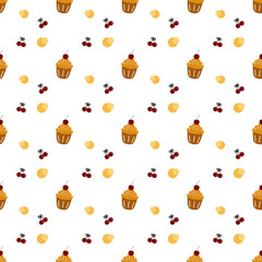 seamless pattern with cupcake