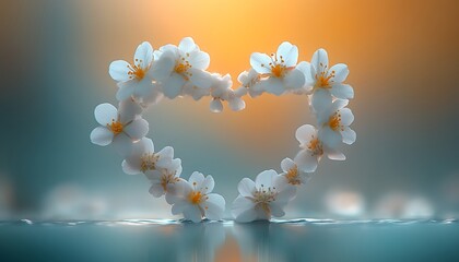 Blossom Heart on Water Golden Glow
