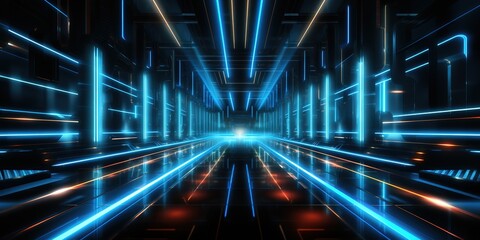 Blue blue spectrum lights tech black party club neon lights abstract wave technology background, 