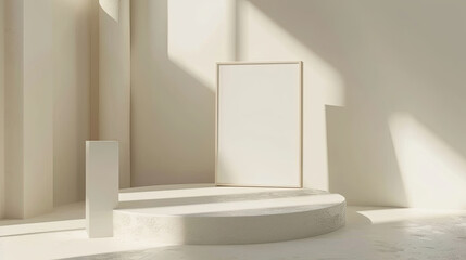 Mock up poster frame in boho style decorated livinig room, modern, authentic