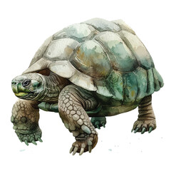 A wise old tortoise walking slowly cartoon style watercolor