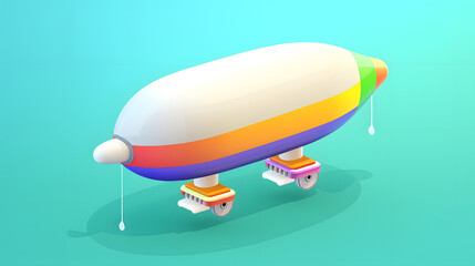 Blimp isometric Cartoon 3D