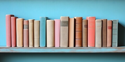 Naklejka premium A Collection of Vintage Books on a Rustic Shelf