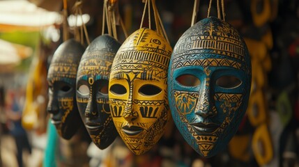 Obraz premium Handcrafted Cultural Masks in Natural Market Light