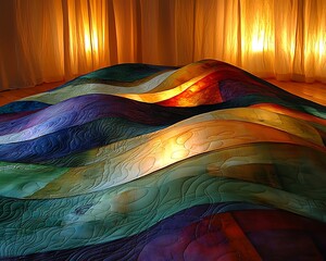 Quilted Waves Lit Room
