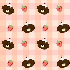 Fototapeta premium seamless pattern with teddy bears and Strawberry