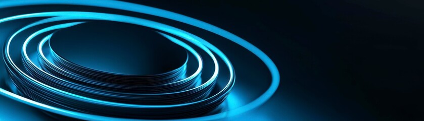 Mesmerizing Spirals of Light in Deep Blue Hue Abstract Elegant Artistic Decorative Background