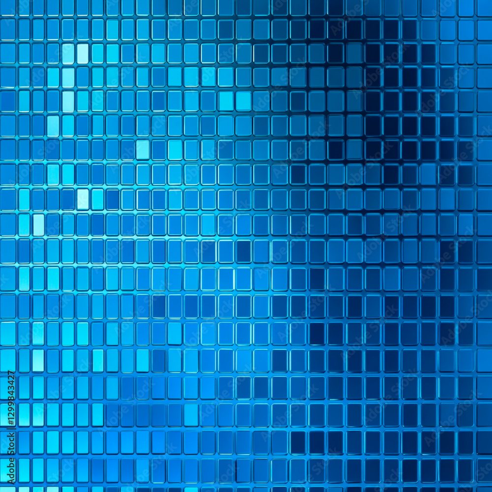 Poster blue background with metallic grid patterns