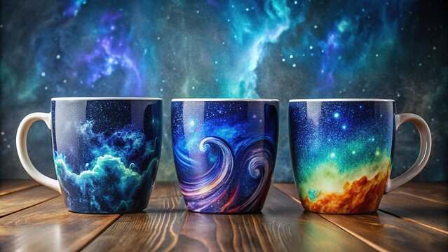 Urban exploration mug:  trilogy of shimmering wave, indigo starlight, chalkboard.