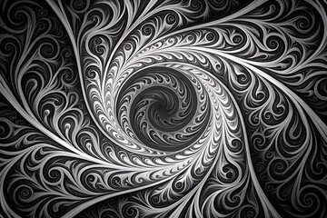 Fototapeta premium Abstract Swirling Monochrome Design Elegant Spiral Art in Black and White