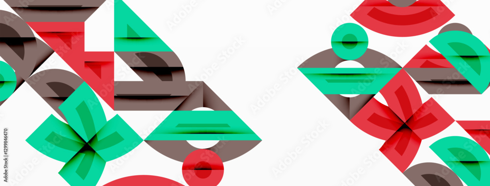 Aufkleber Abstract geometric background with shapes, featuring circular and rounded elements. Bold contrast, smooth gradients, dynamic composition, futuristic style