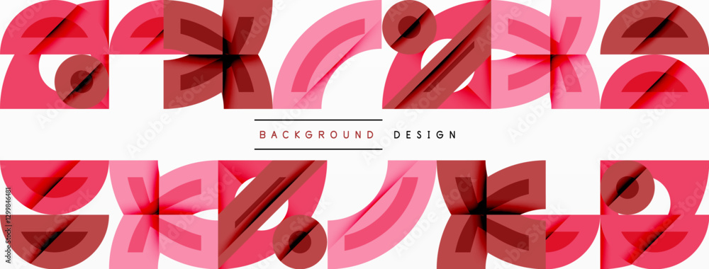Aufkleber Abstract geometric background with shapes, featuring circular and rounded elements. Bold contrast, smooth gradients, dynamic composition, futuristic style
