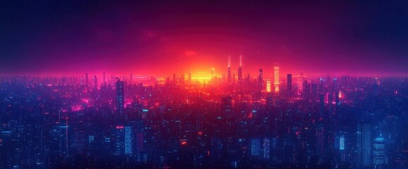 Vibrant Futuristic Cityscape At Night