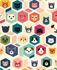 Colorful pet faces in hexagon pattern (1)