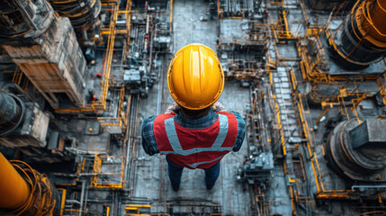 Construction project engineers reviewing foundation stability, testing earthquake-resistant building technologies, refining reinforcement techniques