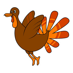 Cute Thanksgiving Turkey Illustration. Vector Character.