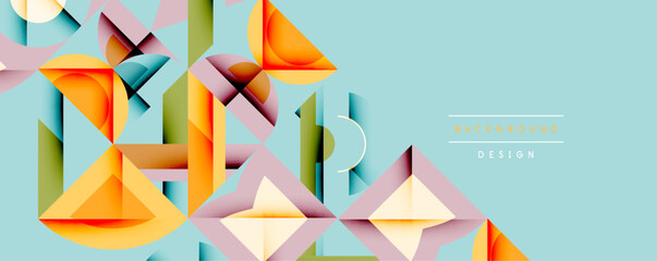 Minimal geometric abstract background. Circle square and triangle design