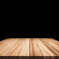 Empty Wooden Tabletop on Black Background Product Display