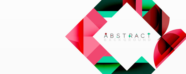 Circles, semi circles, squares and round triangles. Geometric mosaic style pattern abstract background for wallpaper, banner, backdrop, card, book Illustration, landing page