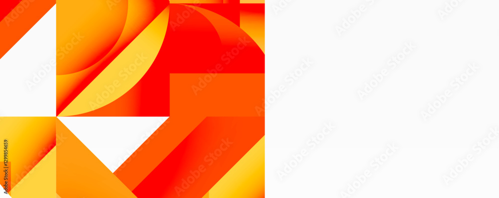Aufkleber Abstract geometric composition with interlocking circular and angular shapes, featuring smooth gradients and sharp contrasts on a white background