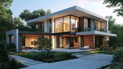 Modern Home Surrounded by Lush Greenery