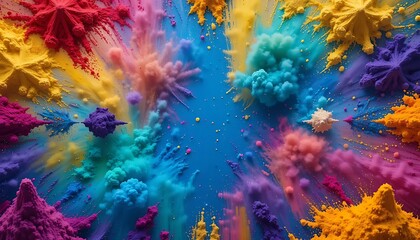 Vibrant Explosions of Colorful Paint Splashes Captured in Artistic Abstract Composition