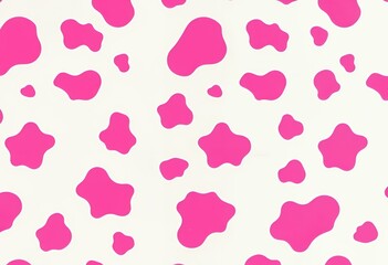 Pink Cow Print Pattern Background with White for Girly Designs