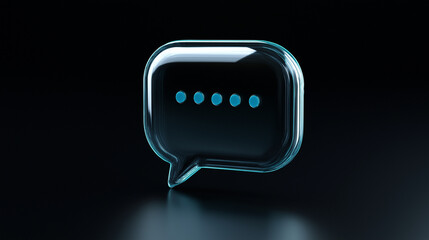 chat bubble icon, speech bubble icon, 3d glass speech bubble icon, communication, messenger, conversation  