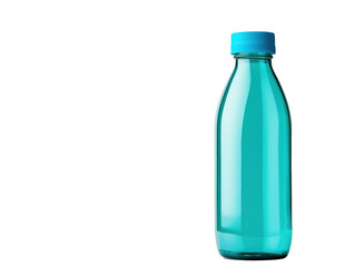 A Refreshing Scene: A Bright Water Bottle with a Blue Lid Surrounded by Energetic Splashes of Water, Invoking Vitality and Refreshment.