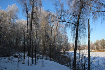 Frozen Serenade: Golden Sunlight Dancing on a Snow-Covered Icy Waterway
