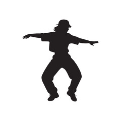 Vector illustration. Silhouette on a white background. Hip-hop dance girl sticker.