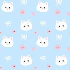 seamless pattern with cats and birds