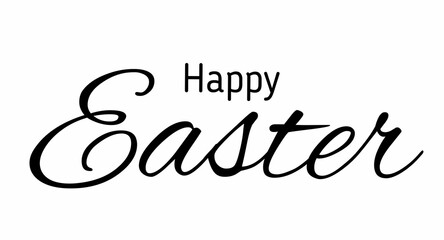 "Happy Easter" typography vector design in elegant calligraphy style in black on a white background.