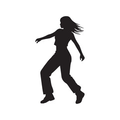 Vector illustration. Silhouette on a white background. Hip-hop dance girl sticker.