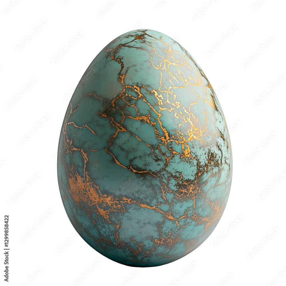 Poster mystical orb: a beautifully crafted, egg-shaped object, adorned with intricate patterns of teal and 